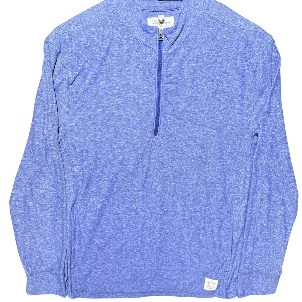 Lucky Brand Quarter Zip Pullover Blue Front Pouch Pocket Size Medium